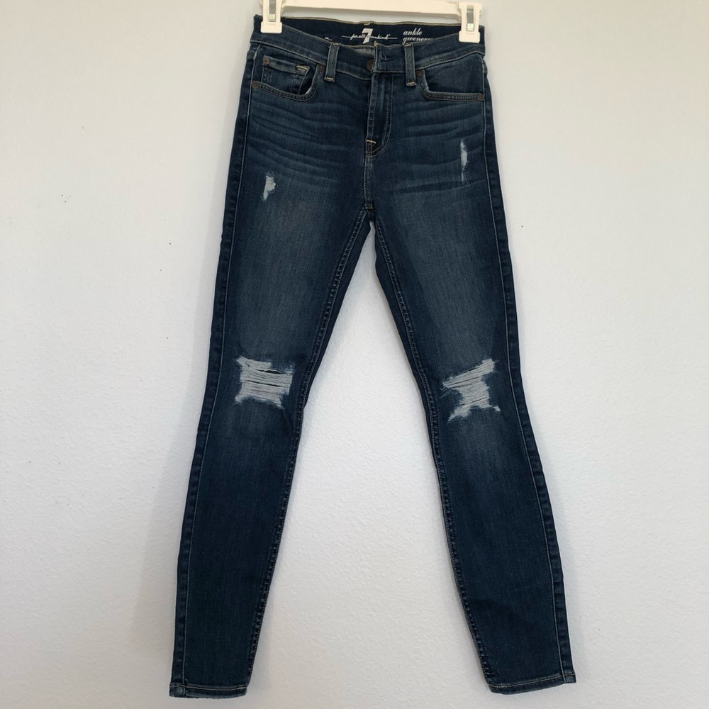 7 For All Mankind Ankle Gwenevere Distressed Skinny Jeans size 24